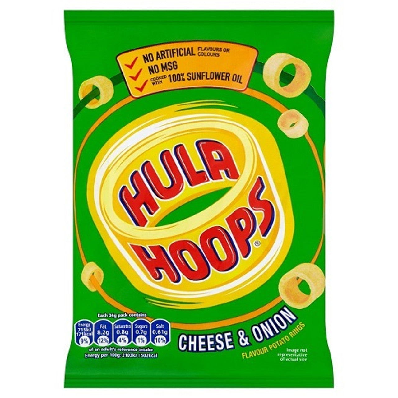 Hula Hoops Cheese & Onion Flavour Potato Rings 34g  (Case of 48) - Three Lions Pantry