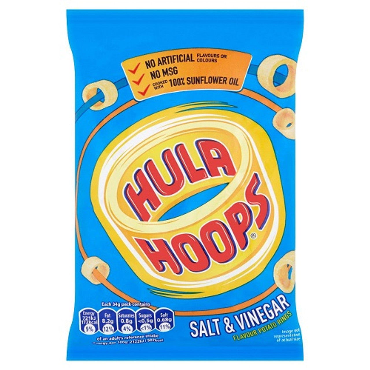Hula Hoops Salt & Vinegar Flavour Potato Rings 34g  (Case of 48) - Three Lions Pantry