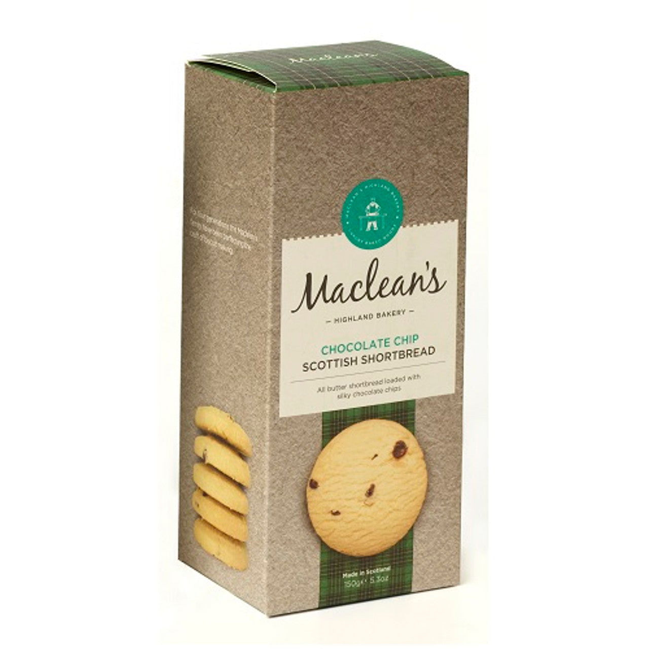 Maclean's Highland Bakery Chocolate Chip Shortbread 150g  (Case of 12) - Three Lions Pantry