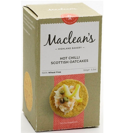 Maclean's Highland Bakery Hot Feisty Chilli Oatcakes 150g  (Case of 15) - Three Lions Pantry
