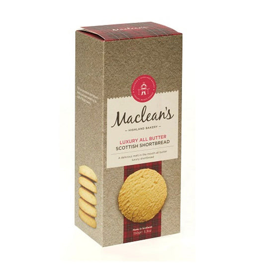 Maclean's Highland Bakery Luxury Butter Shortbread 150g  (Case of 12) - Three Lions Pantry
