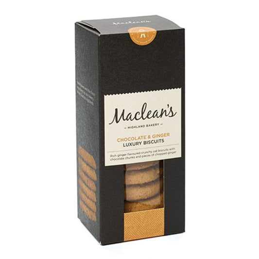 Maclean's Highland Bakery Luxury Chocolate & Ginger Biscuits 150g  (Case of 12) - Three Lions Pantry