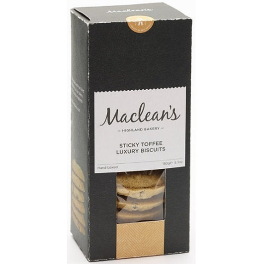 Maclean's Highland Bakery Luxury Sticky Toffee Biscuits 150g  (Case of 12) - Three Lions Pantry