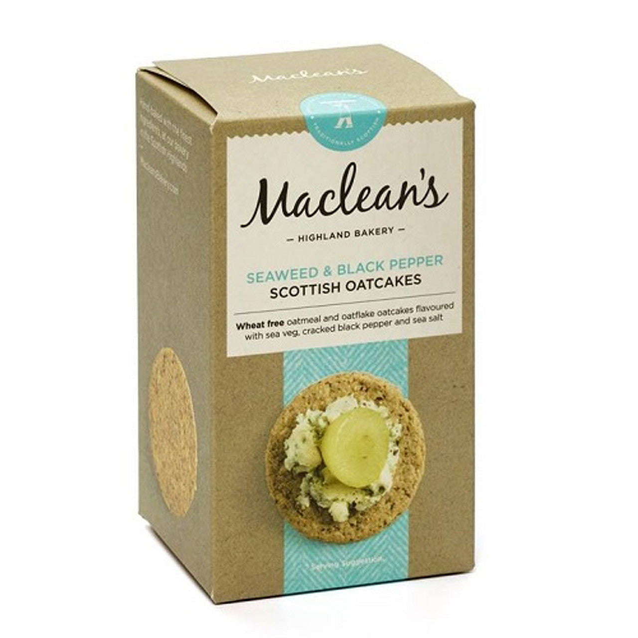 Maclean's Highland Bakery Seaweed & Black Pepper Oatcakes 150g  (Case of 15) - Three Lions Pantry