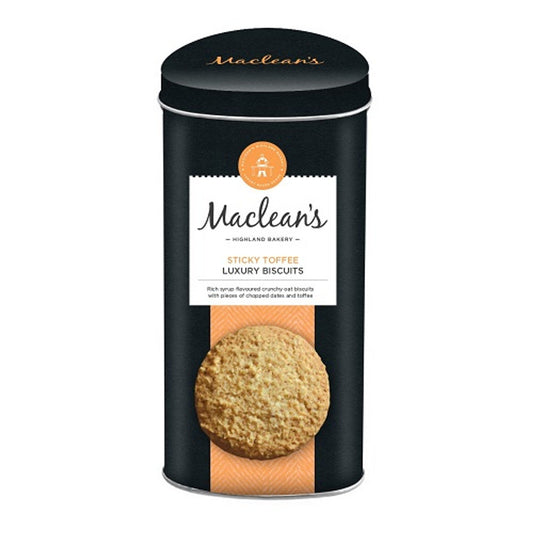 Maclean's Highland Bakery Sticky Toffee Biscuit Selection Tin 200g  (Case of 6) - Three Lions Pantry