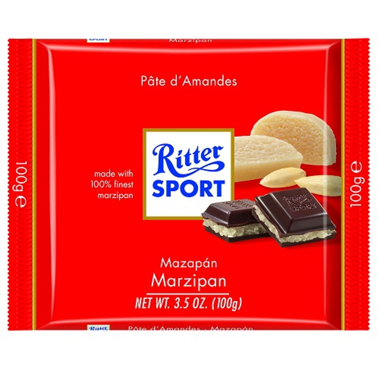 Ritter Sport Dark Chocolate w/Marzipan 100g  (Case of 12) - Three Lions Pantry