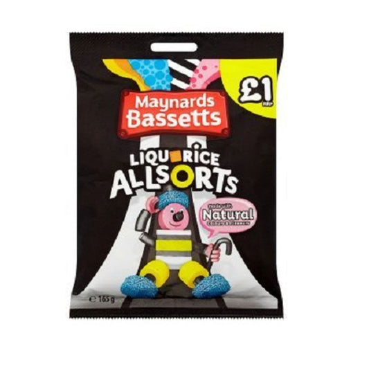 Maynards Bassetts Liquorice Allsorts Sweets Bag 165g  (Case of 10) - Three Lions Pantry