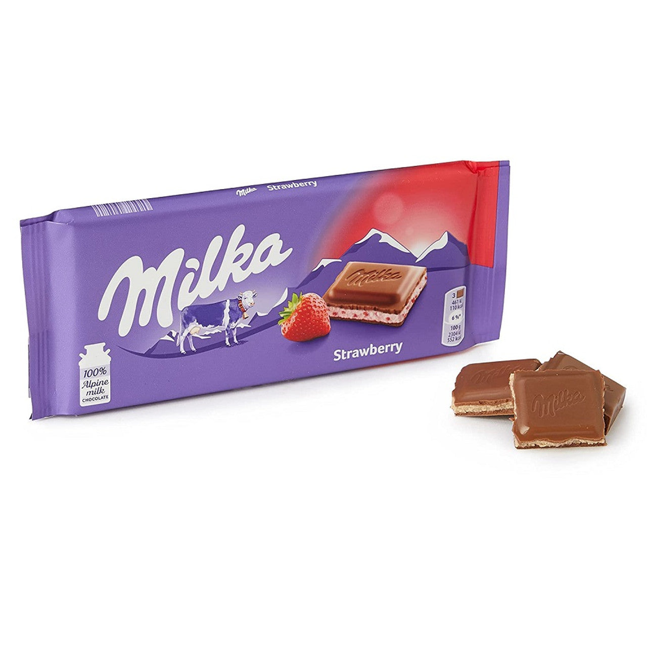 Milka Strawberry Yogurt Milk Chocolate Bar 100g  (Case of 22) - Three Lions Pantry