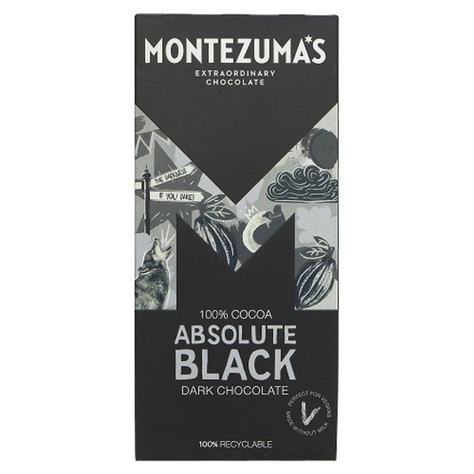Montezuma's Dark Chocolate Absolute Black 100% Cocoa 90g  (Case of 12) - Three Lions Pantry