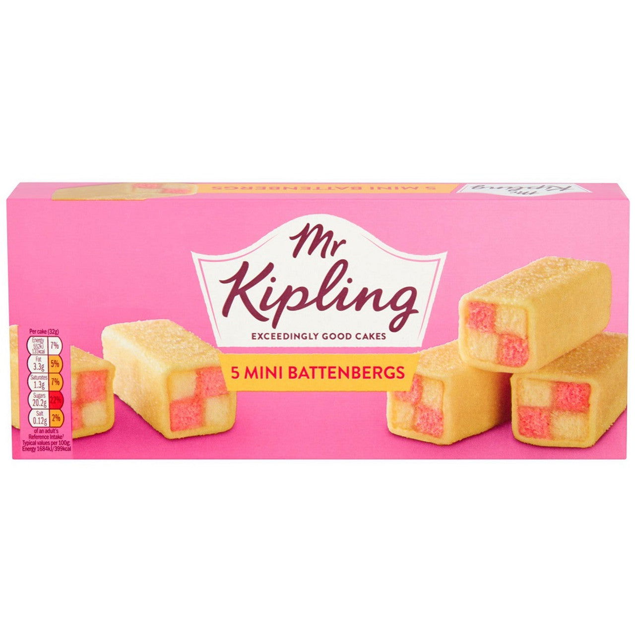 Mr Kipling Mini Battenberg Cake 5pk  164g  (Case of 12) - Three Lions Pantry