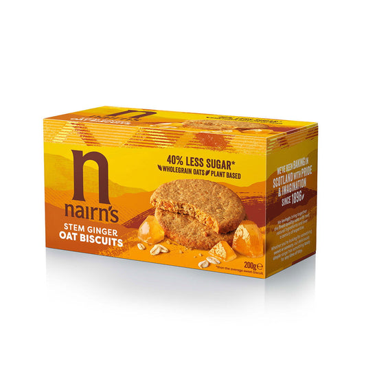 Nairns Stem Ginger Oat Cookies 200g (Case of 10) - Three Lions Pantry
