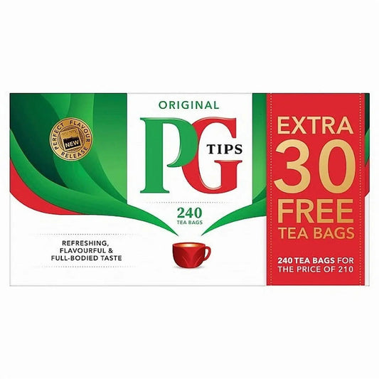 PG Tips 240-count (non-pyramid teabags) 696g (Case of 4) - Three Lions Pantry