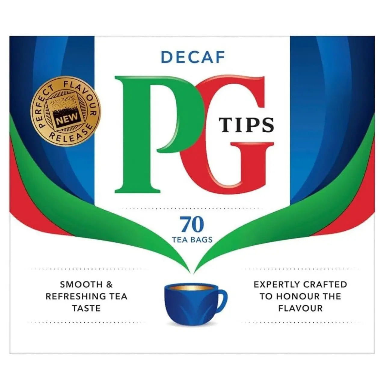 PG Tips Decaf 70-count (non-pyramid teabags) (Case of 6) - Three Lions Pantry