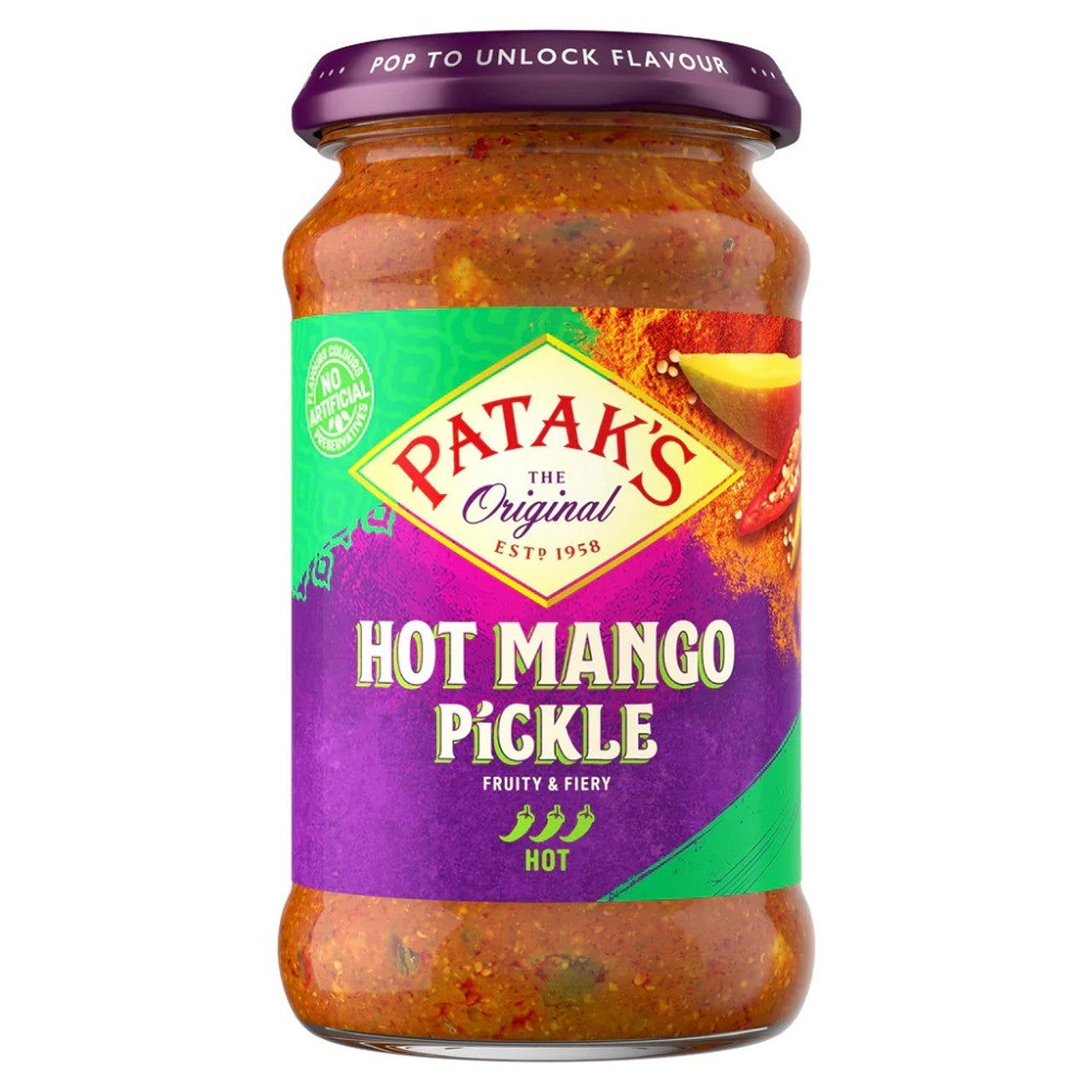 Patak'S Hot Mango Pickle Jar 283G  (Case of 6) - Three Lions Pantry
