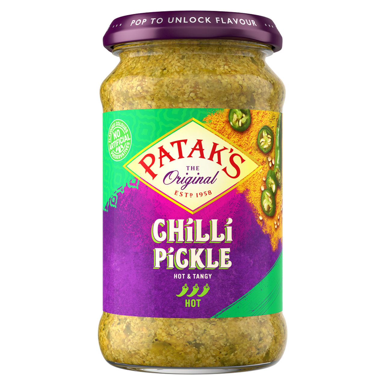 Pataks Hot Chilli Pickle 283g Jar  (Case of 6) - Three Lions Pantry