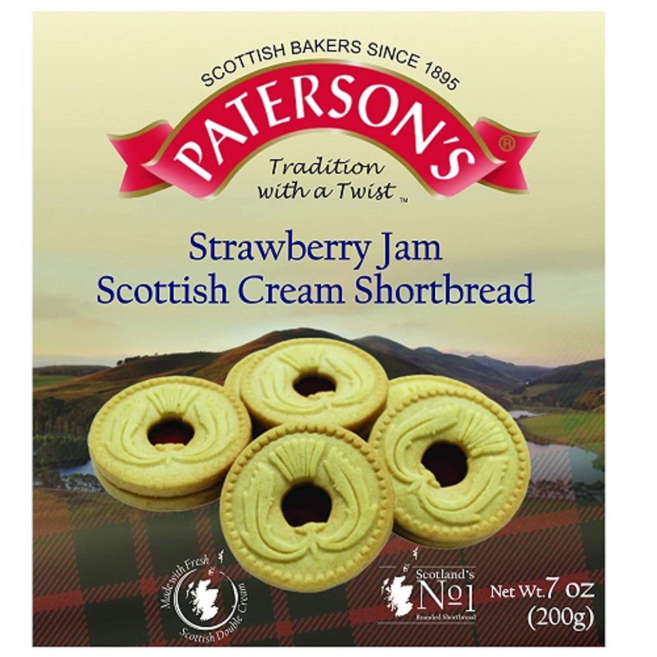 Paterson's Strawberry Jam Shortbread Rounds 200g  (Case of 14) - Three Lions Pantry