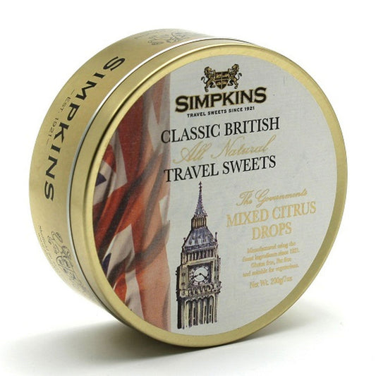 Simpkins Big Ben Citrus Travel Sweets Tin  (Case of 12) - Three Lions Pantry