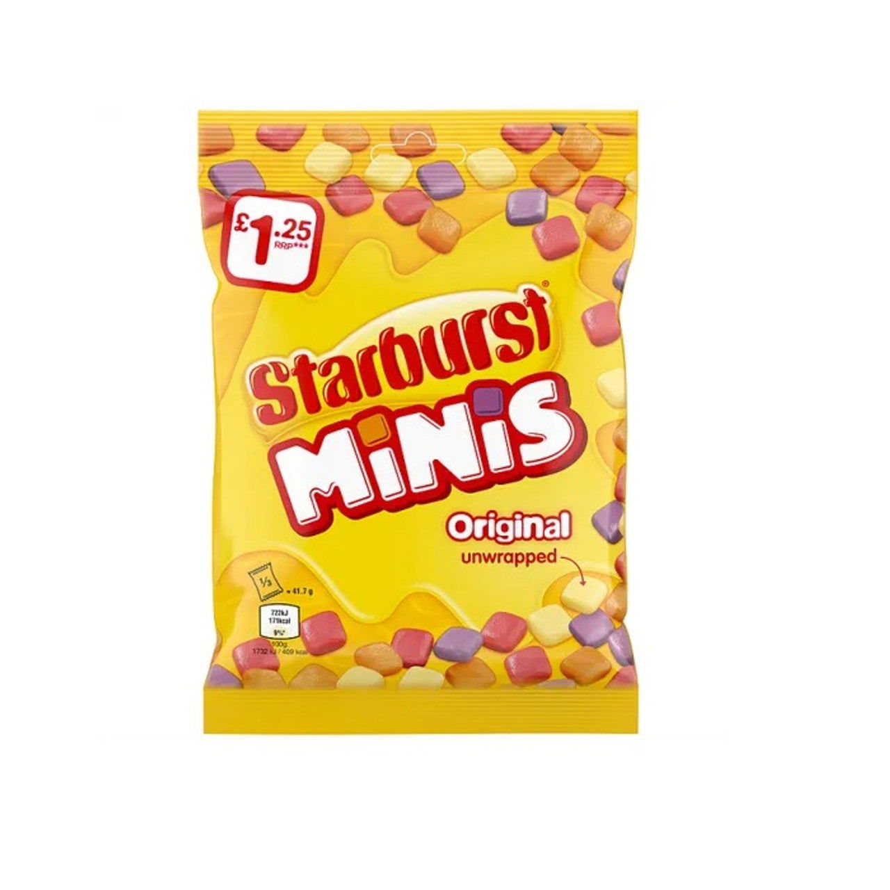Starburst Minis Vegan Chewy Sweets Fruit Flavoured Treat Bag 125g  (Case of 12) - Three Lions Pantry