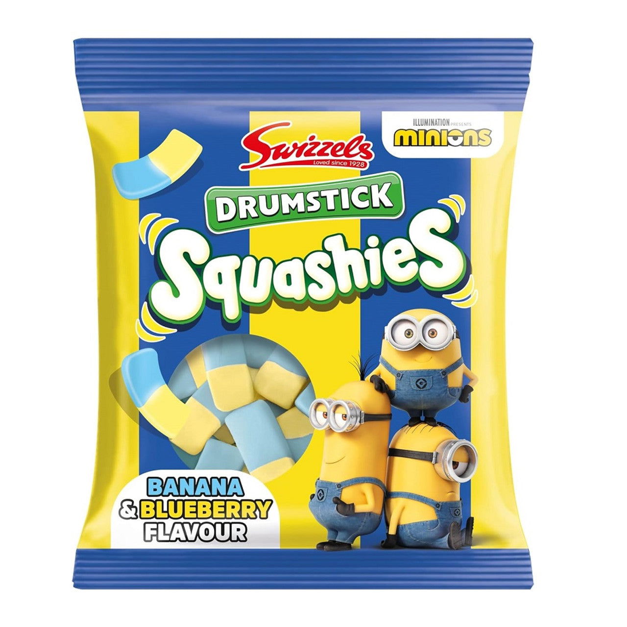 Swizzels Drumstick Squashies Banana & Blueberry Flavour 120g (Case of 12) - Three Lions Pantry