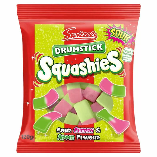 Swizzels Drumstick Squashies Sour Cherry & Apple Flavour Sweets 120g (Case of 12) - Three Lions Pantry