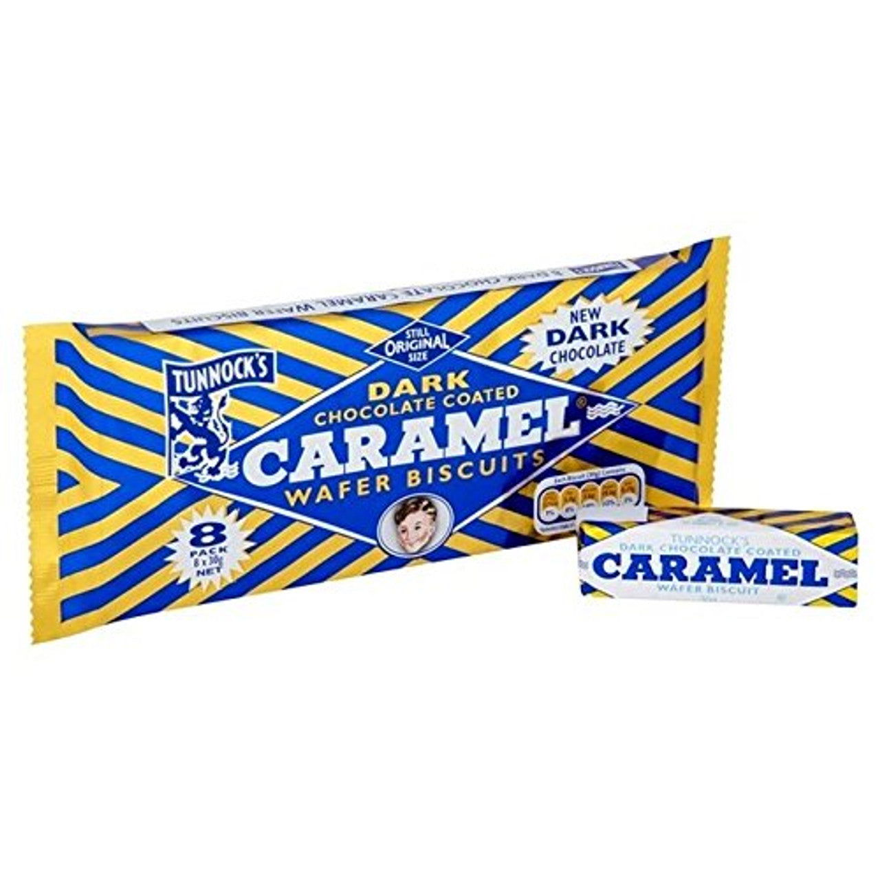 Tunnocks Dark Chocolate Caramel Wafers 8pk  (Case of 20) - Three Lions Pantry