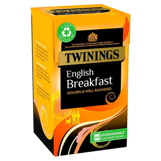 Twinings English Breakfast Golden & Well Rounded Tea (40 Teabags)  (Case of 4) - Three Lions Pantry