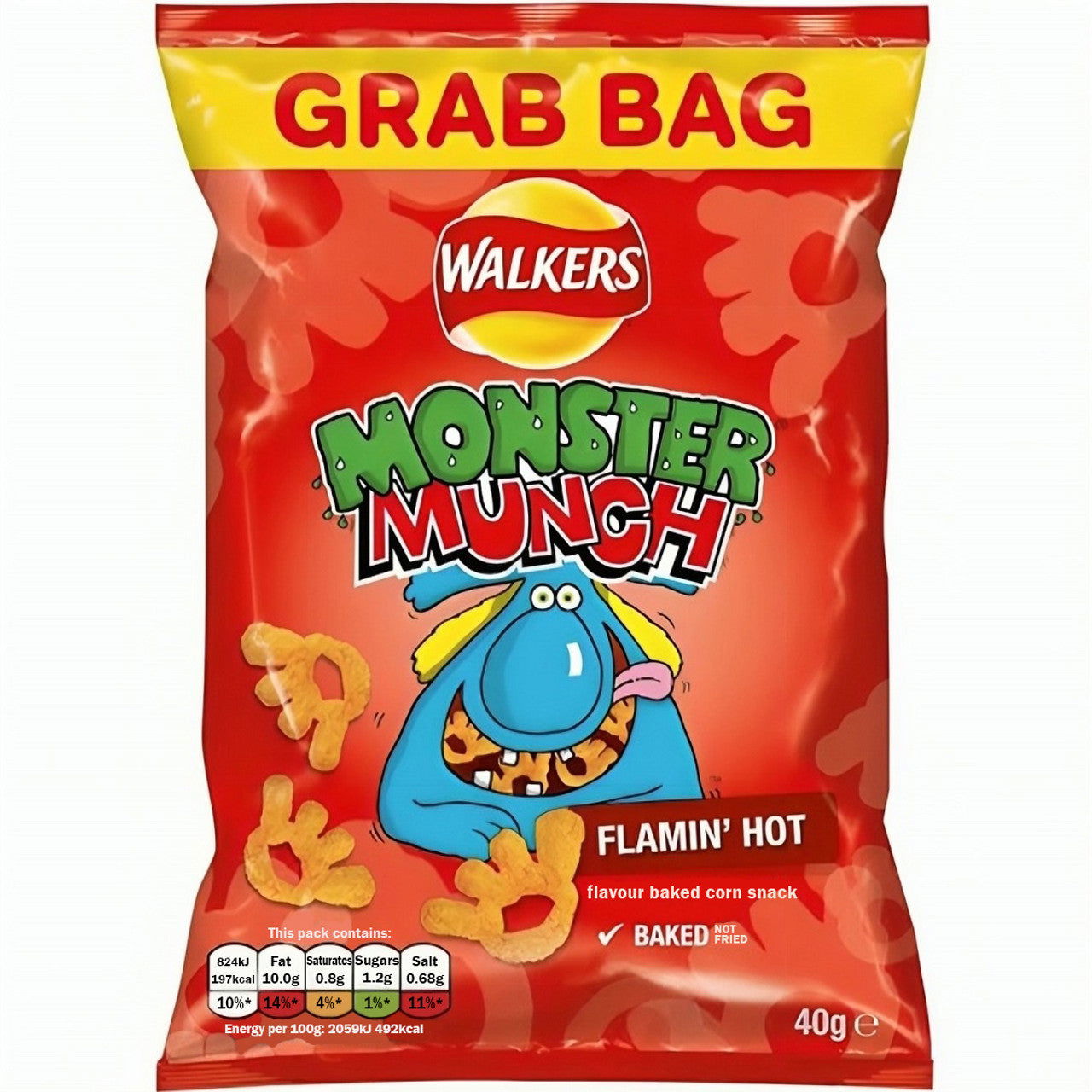 Walkers Monster Munch Flaming Hot 40g  (Case of 30) - Three Lions Pantry