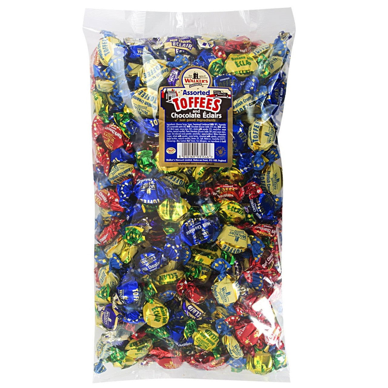 Walkers Nonsuch Assorted Toffees and Chocolate Eclairs Bulk Bags 2.5kg (Case of 4) - Three Lions Pantry