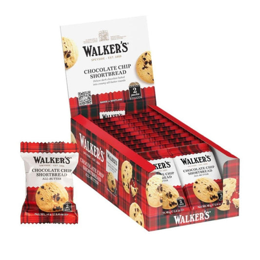 Walkers Shortbread Display - 2 Chocolate Chip - 20-ct x 1.4oz (Case of 6) - Three Lions Pantry