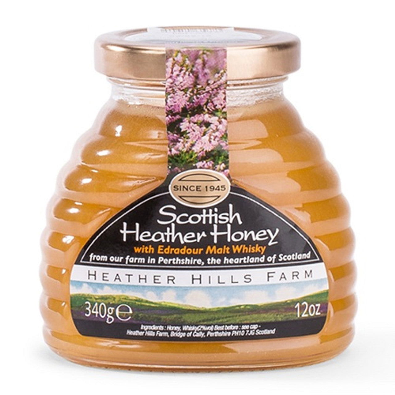 Heather Hills Honey w/Whiskey 340g  (Case of 8) - Three Lions Pantry